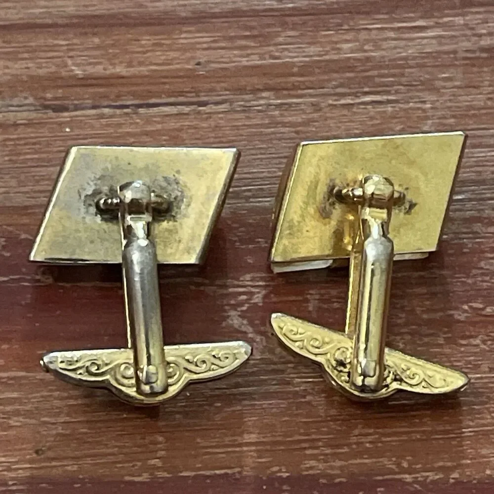 Cufflinks Vintage Gold Tone Pearl Moonstone Retro 1960s